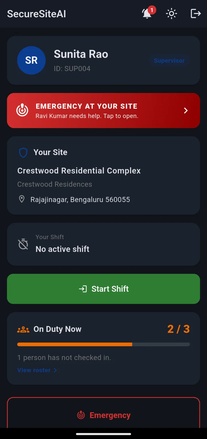 The same home screen in dark mode